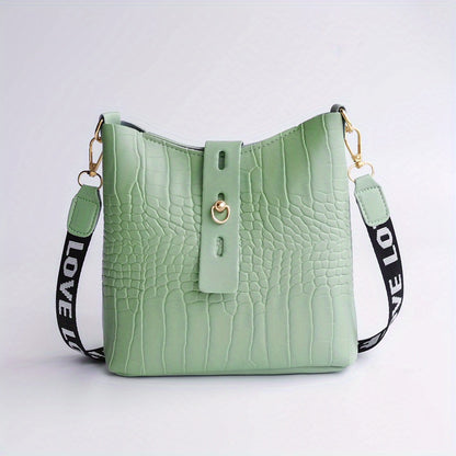 realaiot Mini Crocodile Pattern Crossbody Bag, Small Casual PU Leather Shoulder Bag, Women's Everyday Handbag & Purse