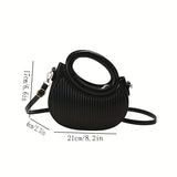 Stripes Embossed Handbags, Fashion Round Crossbody Bag, Women's Double Handle Novelty Purses