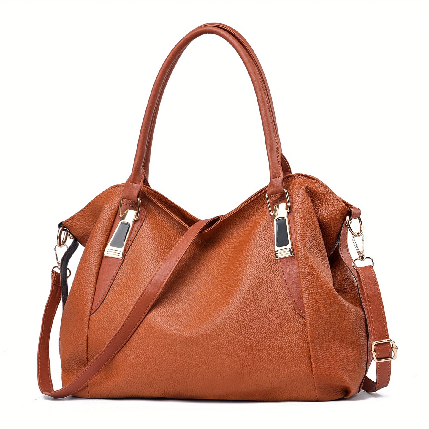 Casual Solid Color Handbag, Large-capacity Soft Faux Leather Shoulder Bag With Zipper, Multi Sling Bag