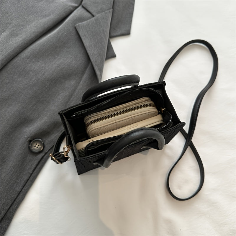 realaiot  Mini Minimalist Top Handle Satchel Bag, Classic All-match Shoulder Bag, Women's Trendy Handbag