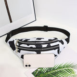 realaiot  Cow Pattern Fanny Pack For Women, Trendy Nylon Crossbody Purse, Sports Running Chest Bag
