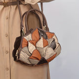Argyle Pattern Handbag For Women, Luxury Genuine Leather Shell Bag, Fashion Tote Bag & Purse