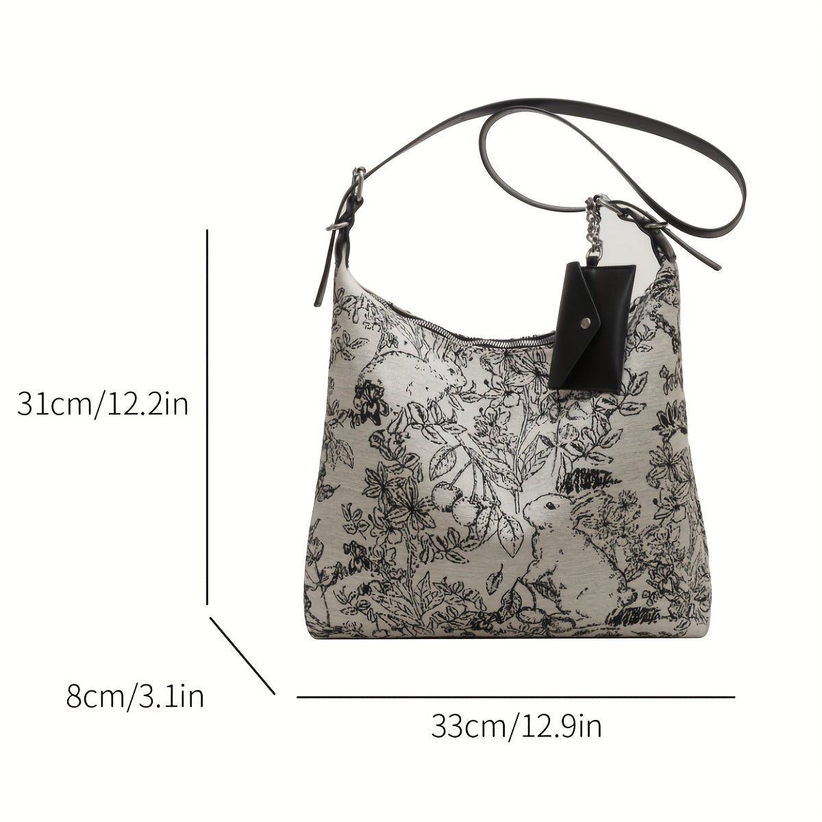 Vintage Floral Print Crossbody Bag, Retro Shoulder Hobo Bag, Women's Aesthetic Handbag & Shopper Purse