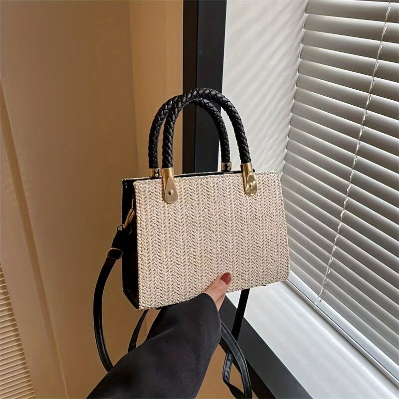 Mini Straw Woven Crossbody Bag, Fashion Simple Shoulder Bag, Women's Casual Handbag & Purse