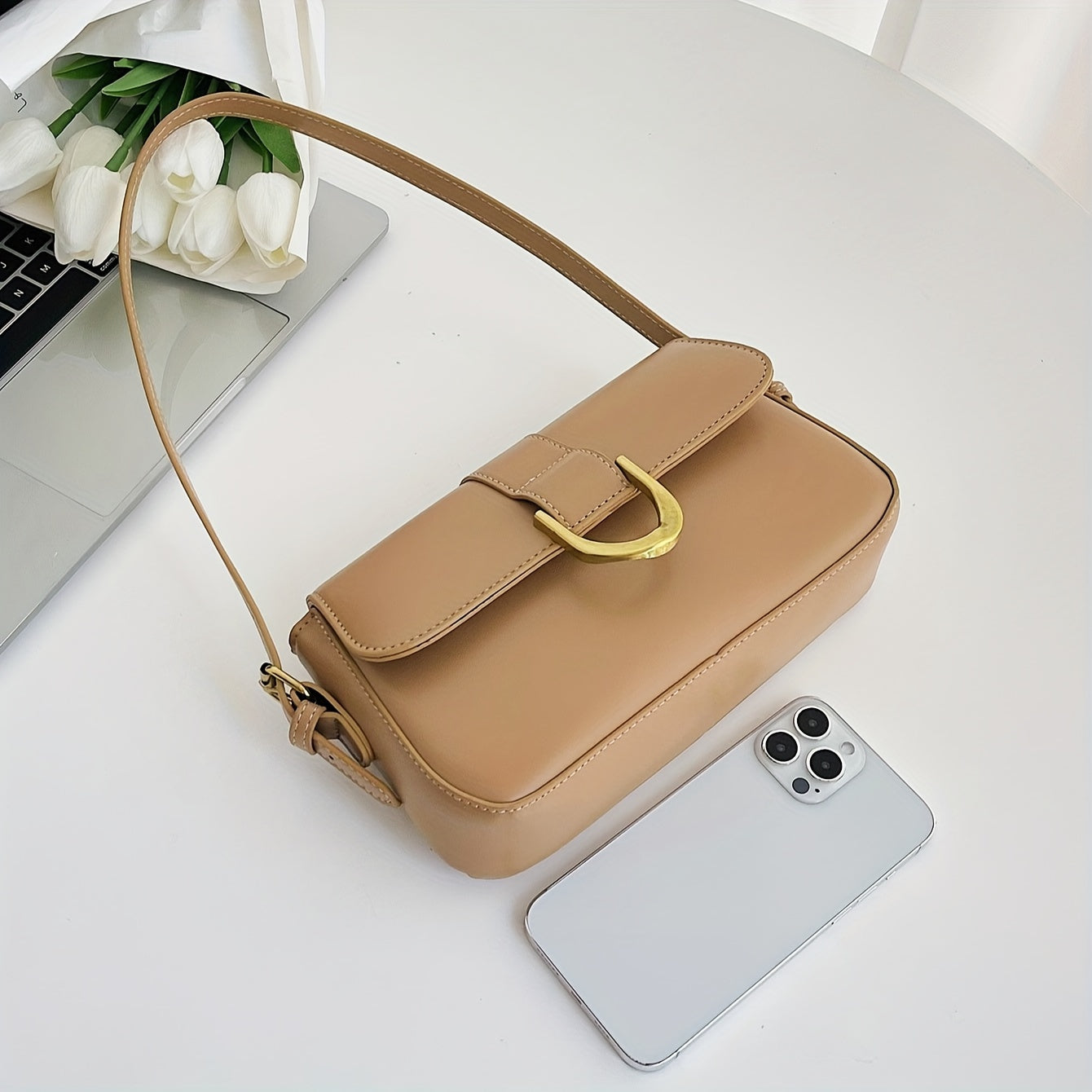 Trendy Flap Zipper Shoulder Bag, Simple Solid Color Underarm Bag, Perfect All-match Commuter Bag For Everyday Use