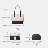 realaiot  Two Tone Tote Bag Set, Large Shoulder Handbag & Tassel Decor Crossbody Bag & Clutch Bag