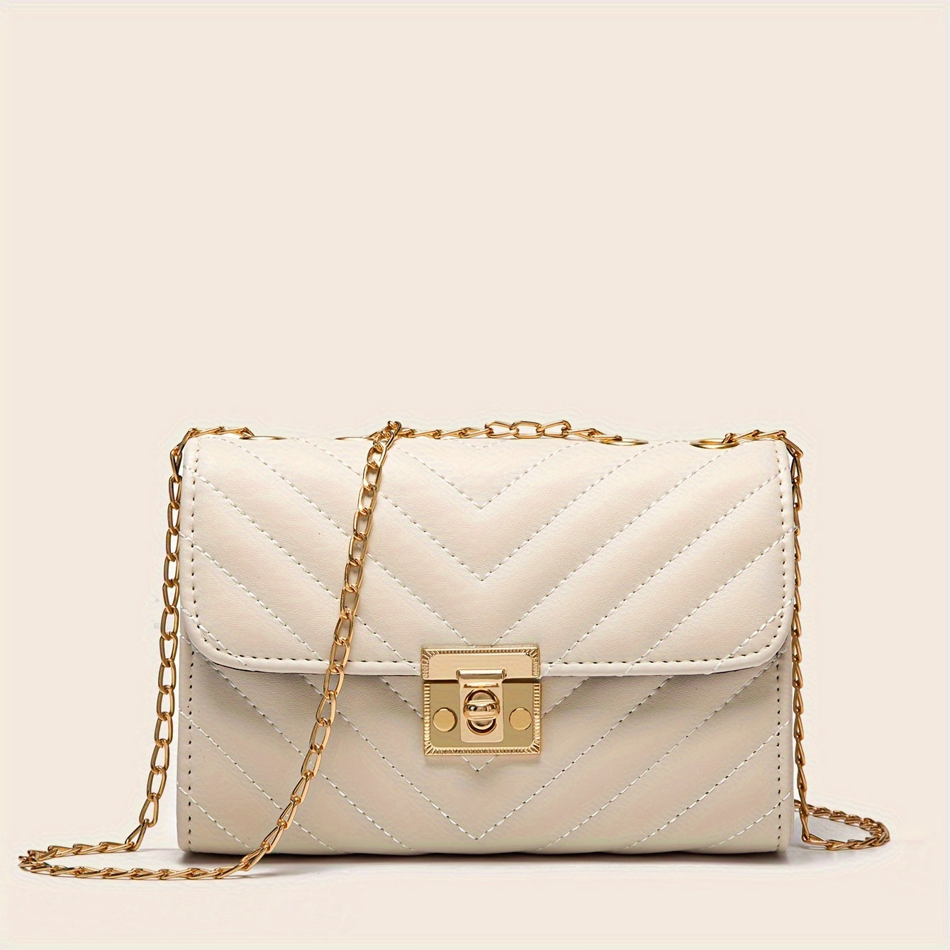 realaiot  Quilted Crossbody Bag, Fashionable Chain Clutch Bag, Shoulder Bag, Square Bag, Satchel Bag