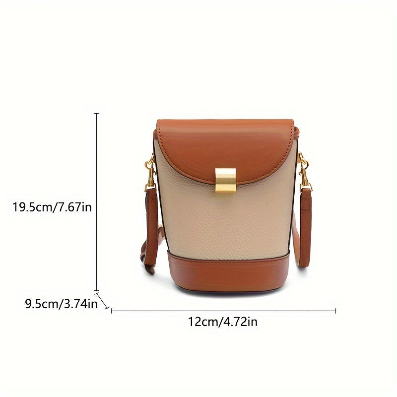 2024 New Mini Colorblock Bucket Bag, Simple Fashionable Shoulder Bag, Leisure Handbag For Women