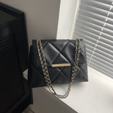 realaiot Trendy Classic Shoulder Chain Bag, Argyle Pattern Quilted Flap Bag, Textured All-Match PU Leather Handbag Purse