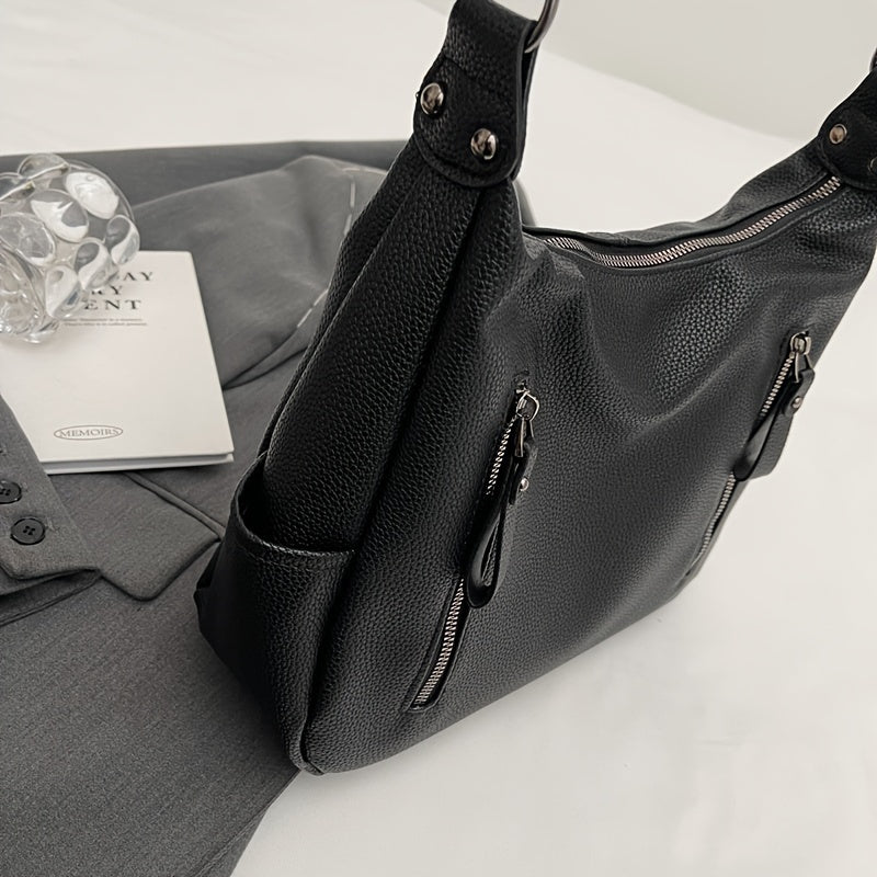 Vintage Shoulder Bag For Women, Stylish PU Leather Tote Bag, Large Capacity Hobo Crossbody Bag