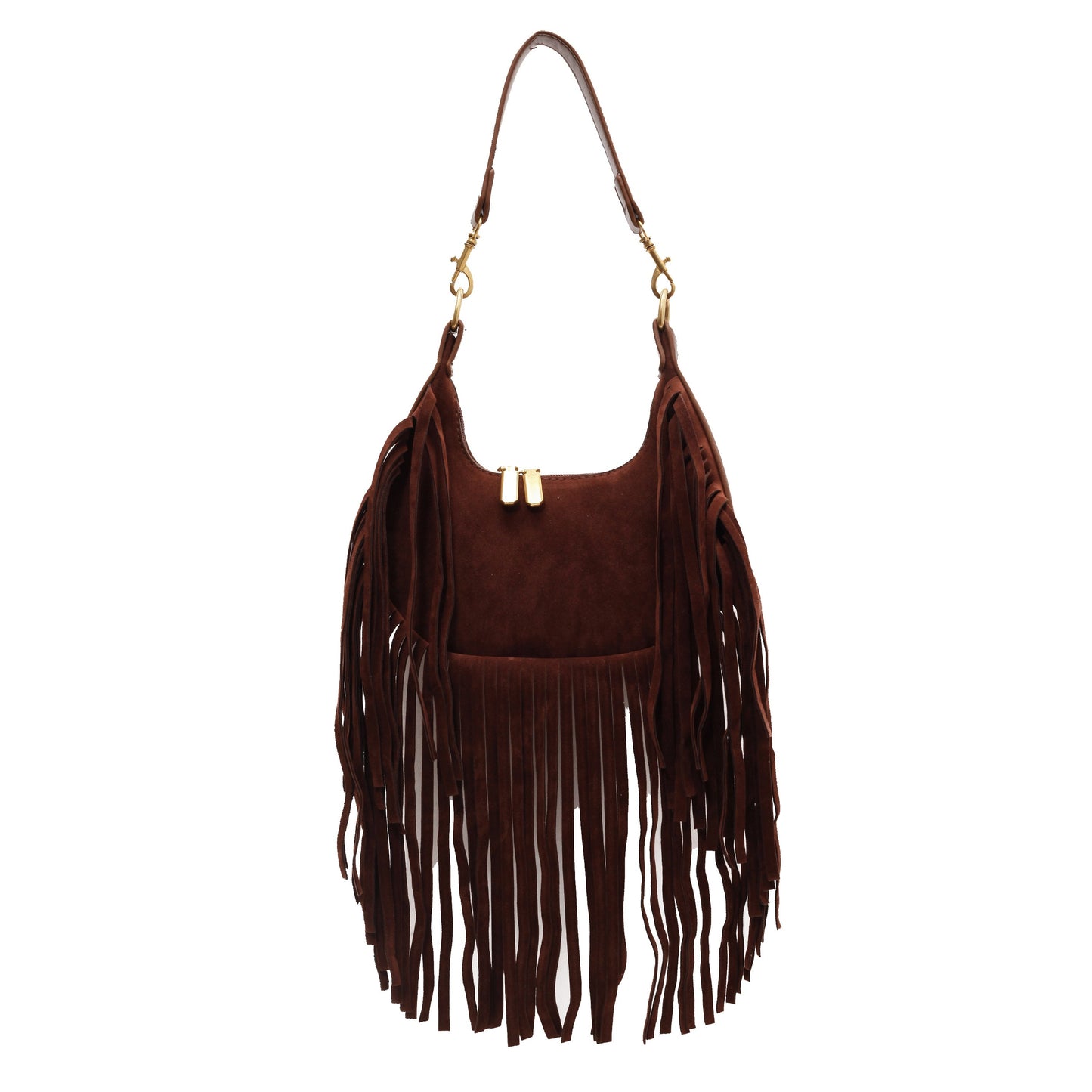 Retro Tassel Shoulder Bag, Bohemian Suede Crescent Bag, Trendy Fringed Handbag For Women