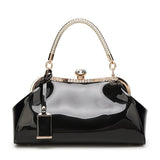 Glossy Handbag For Women, Fashion Tote Bag With Rhinestone Decor For Wedding