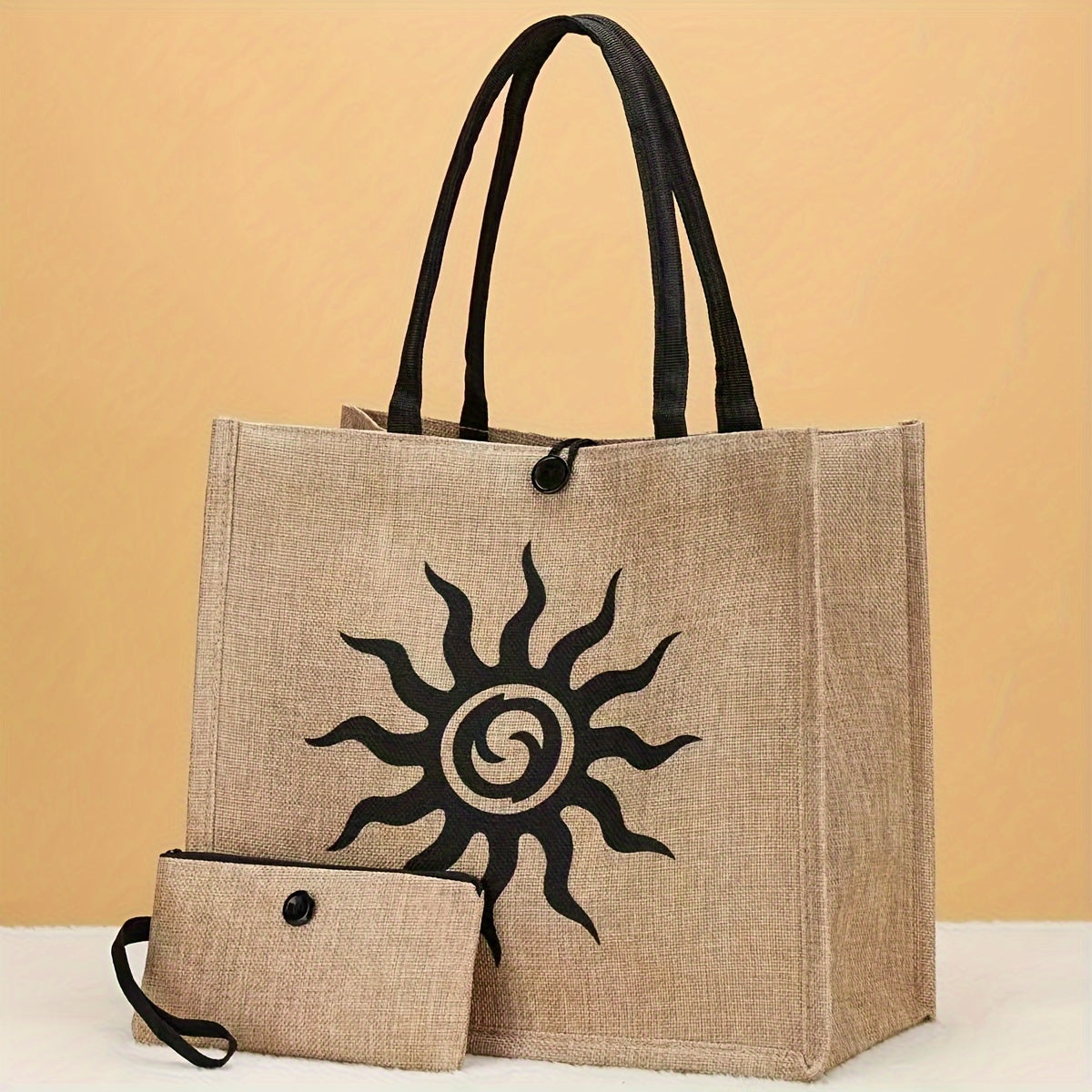 Large Capacity Tote Bag, Simple Printed Mummy Bag, Portable Travel Storage Bag, Lightweight Shopping Bag With Coin Purse