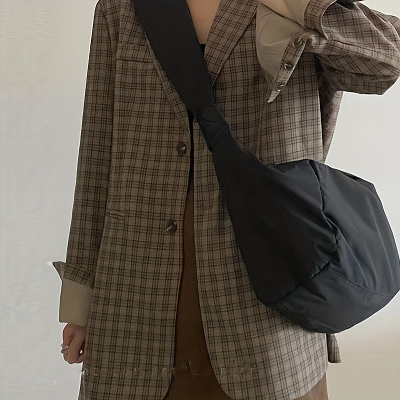 realaiot  Simple Zipper Crossbody Hobo Bag, Canvas Lightweight Messenger Bag, Casual Fashion Versatile Shoulder Bag