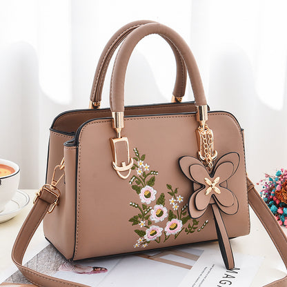 Elegant Floral Pattern Handbag, Women's Fashion Faux Leather Shoulder Bag, Trendy Double Handle Purse