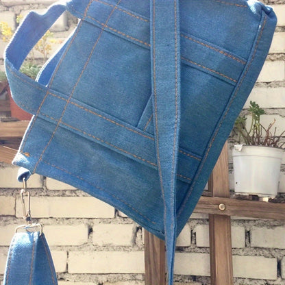 Vintage Denim Crossbody Bag, Retro Shoulder Tote Bag, Women's Casual Handbag & Hobo Purse