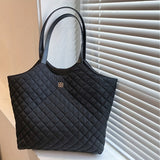Simple Argyle Quilted Tote Bag, Large Capacity Shoulder Bag, Casual Handbags For Commuter & School