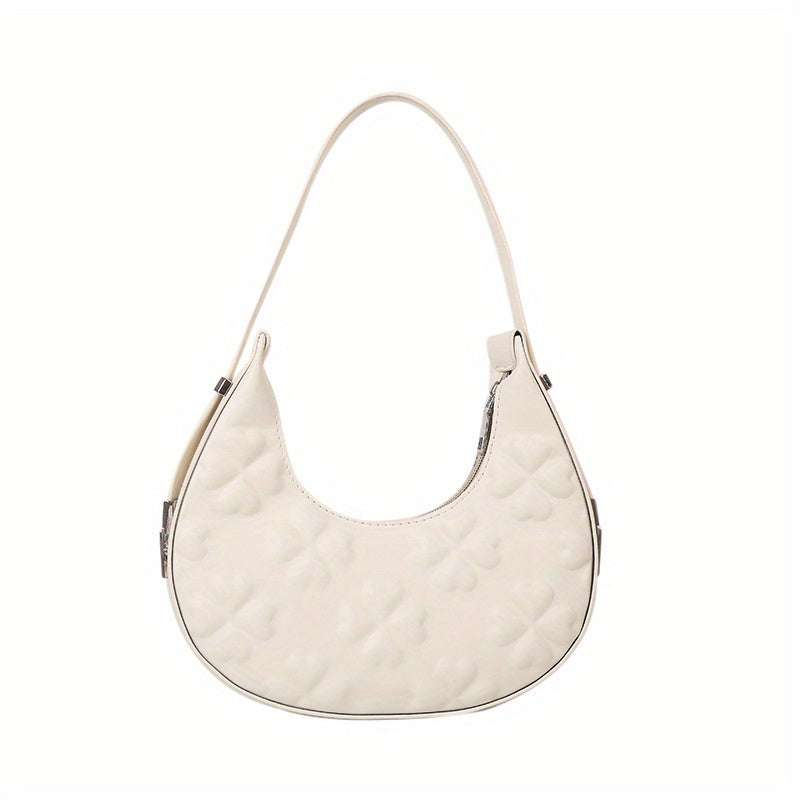 Solid Color Fashion Underarm Bag, Simple Casual PU Leather Half Moon Bag, Women's Trendy Versatile Shoulder Bag & Handbag