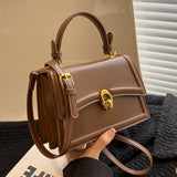 realaiot  Trendy Minimalist Brown Mini Shoulder Bag, All-Match Flap Crossbody Bag & Wallet For Women