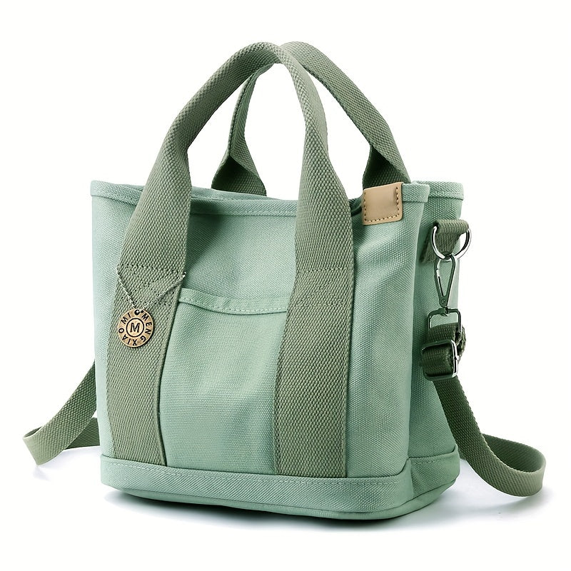 Portable Lunch Box Bag, Canvas Tote Bag For Women, Multi Layer Crossbody Bag For Work & Go Out
