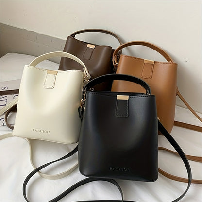 Mini Fashion Crossbody Bucket Bag, Solid Color Simple Shoulder Bag, Women's Casual Handbag & Hobo Tote Purse