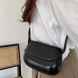 realaiot  Mini Solid Color Saddle Bag, All-Match Crossbody Bag, Women's Textured Shoulder Purse