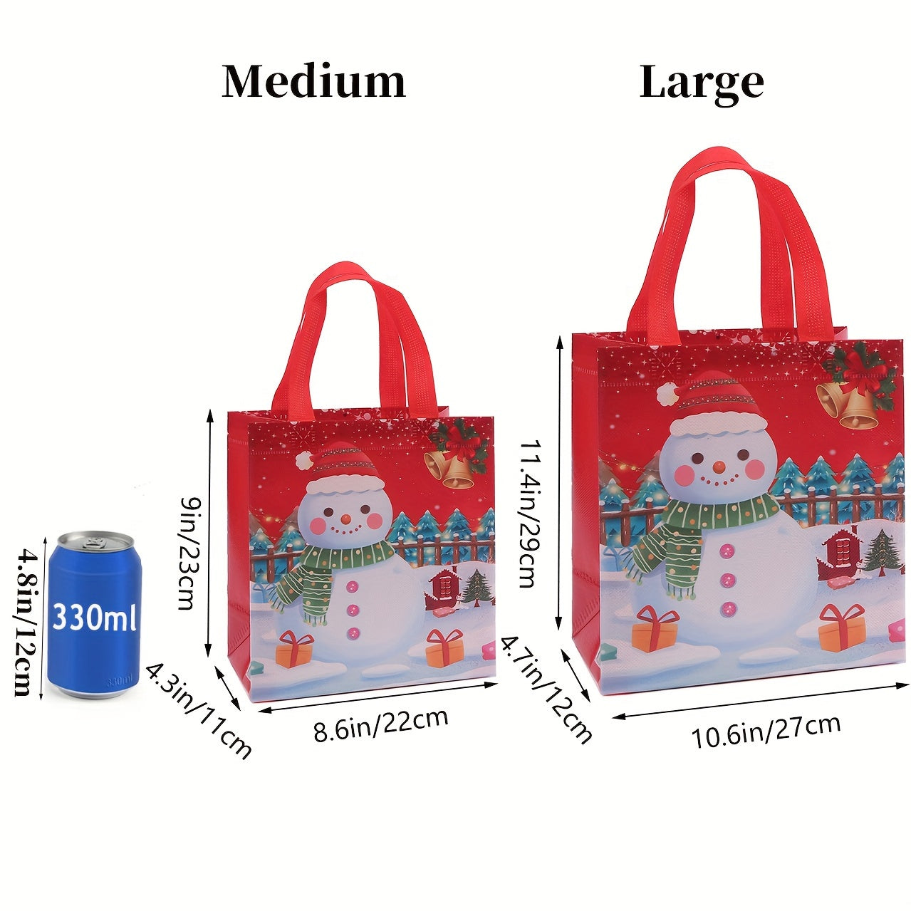 4/12pcs Large Reusable Christmas Gift Bags with Handles, Non-Woven Holiday Gift Bags, Christmas Treat Baskets & Party Supplies for New Year Gift Giving