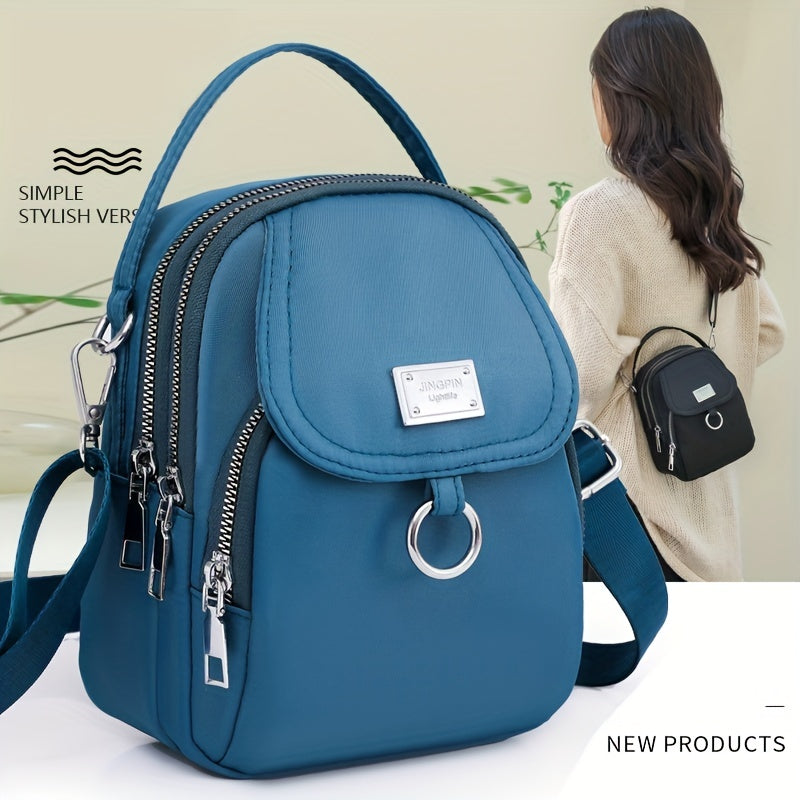 realaiot  Solid Color Zipper Crossbody Bag, All-Mat H Coin Purse, Women's Shoulder Bag For Shopping