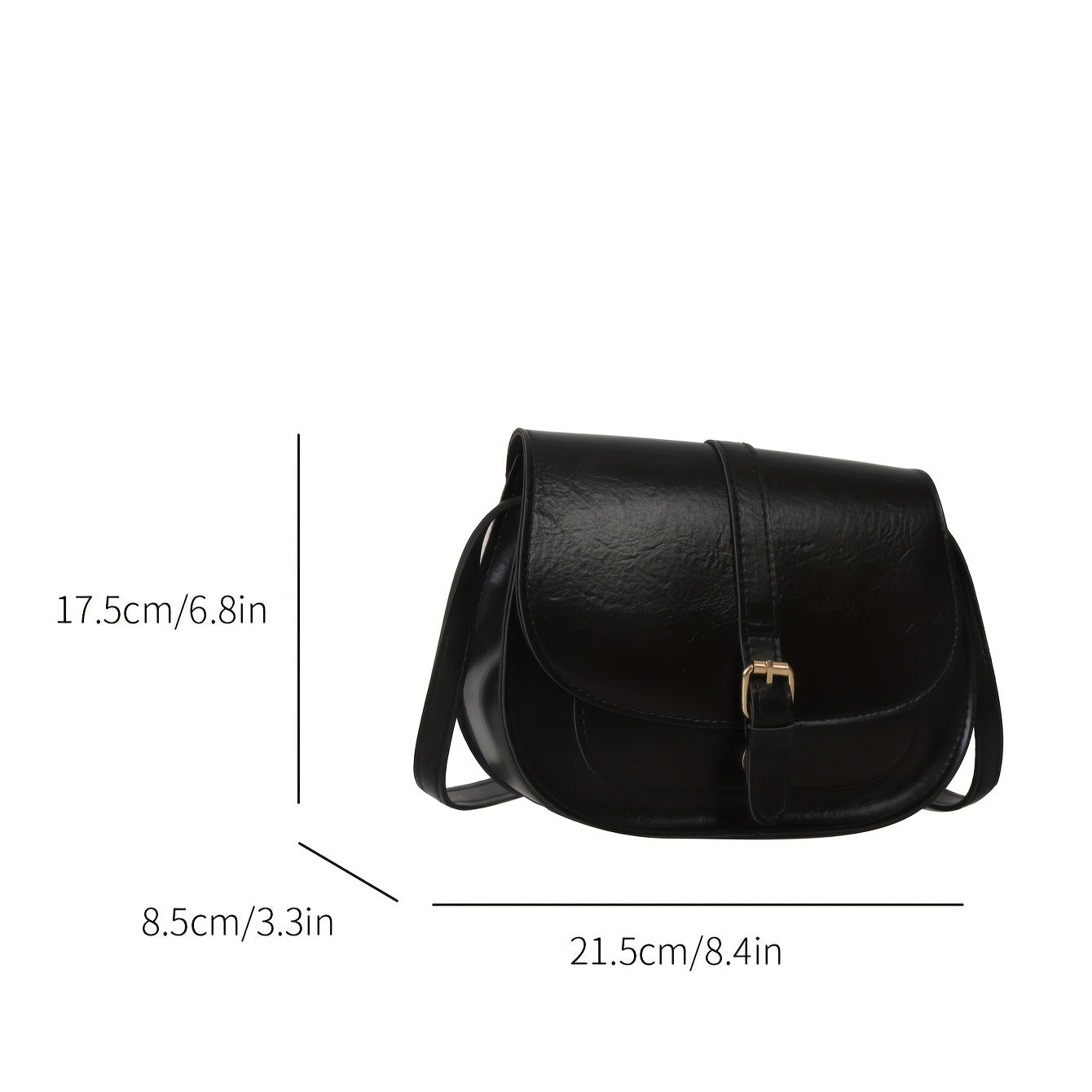 realaiot  Retro Mini Crossbody Bag, Fashion Solid Color Saddle Bag, Women's Vegan Leather Shoulder Purse