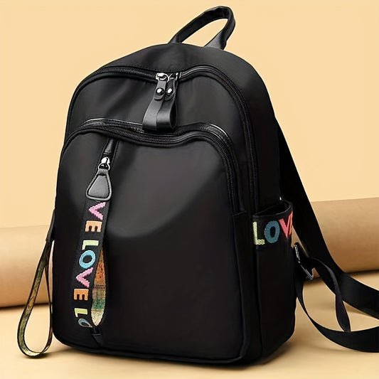 Fashion Oxford Cloth Backpack, Colorful Ribbon Decor Schoolbag, Versatile Travel Laptop Daypack