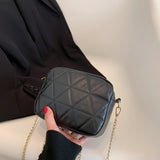 realaiot  Classic Argyle Pattern Square Bag, Zipper Solid Color Chain Bag, All-Match Purse Or Women