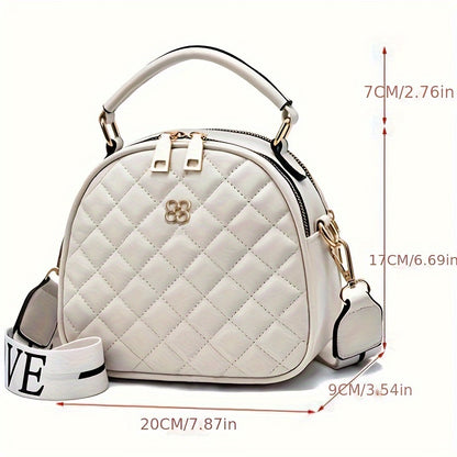 Minimalist Classic Zipper Satchel Bag, Solid Color Quilted Detail Crossbody Bag, Women's All-Match Bag