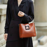 realaiot  Simple Bucket Bag, Trendy Top Handle Purse, Women's Fashion Shoulder Bag With Adjustable Strap