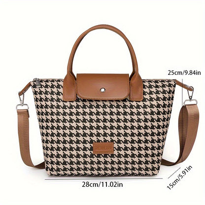 realaiot  Houndstooth Pattern Handbag, Fashion Crossbody Bag, Classic Dumpling Bag For Women