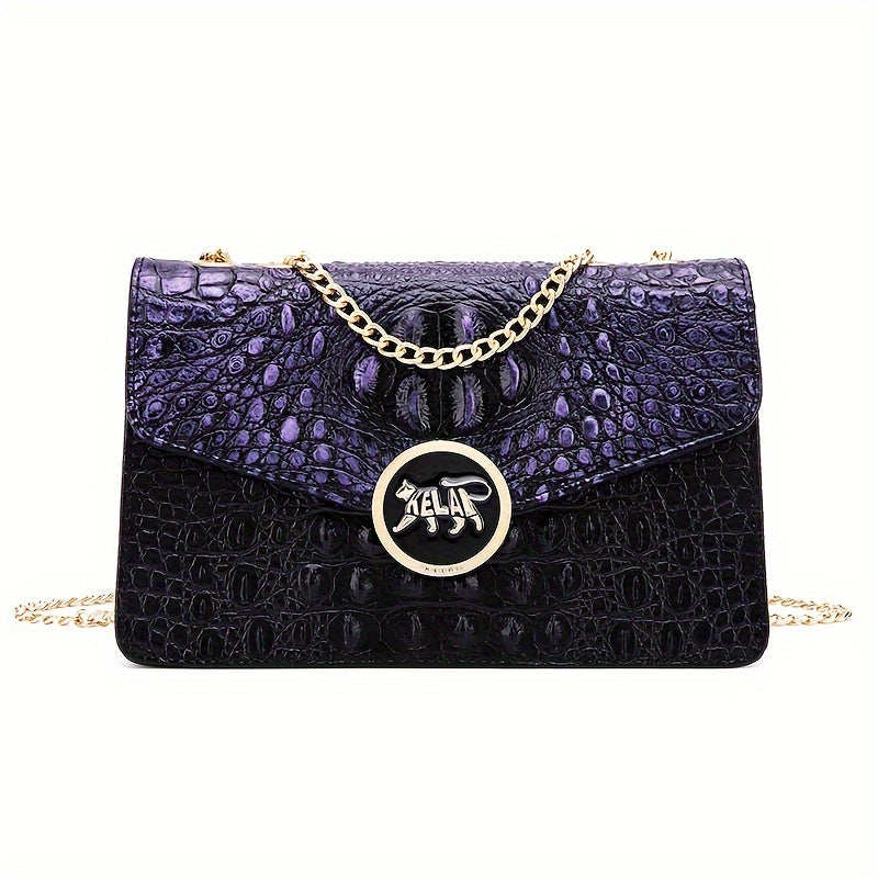 Crocodile Print Crossbody Bag, Fashion PU Shoulder Bag, Women's Trendy Handbag & Purse