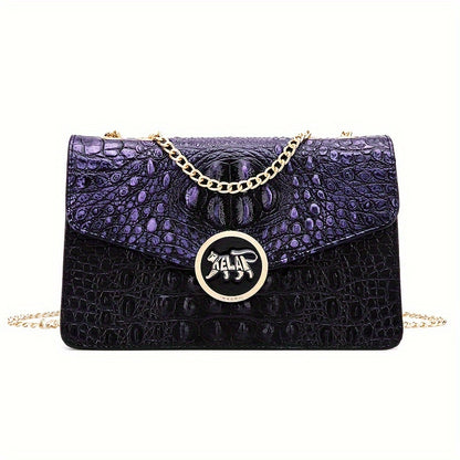 Crocodile Print Crossbody Bag, Fashion PU Shoulder Bag, Women's Trendy Handbag & Purse