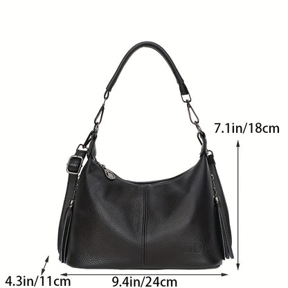 realaiot  Genuine Leather Crossbody Bag, Luxury Hobo Bag For Women, Fashion Shoulder Handbag