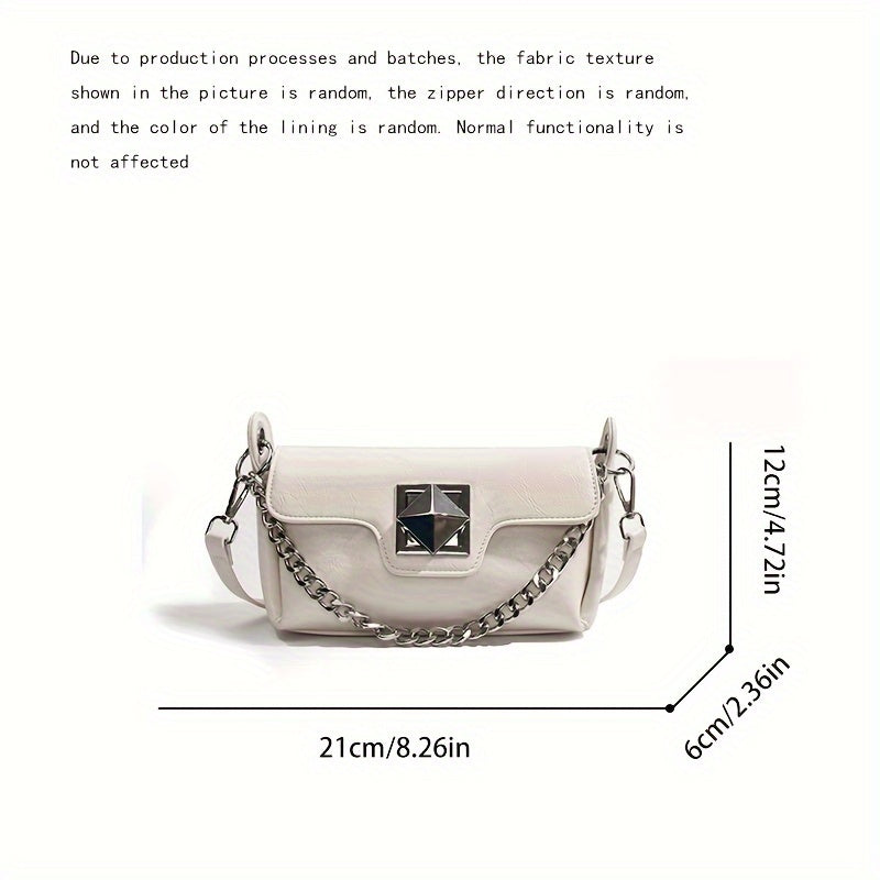 Trendy Mini Crossbody Bag, Punk Style Chain Decor Handbag, Women's Shoulder Bag For Street Wear