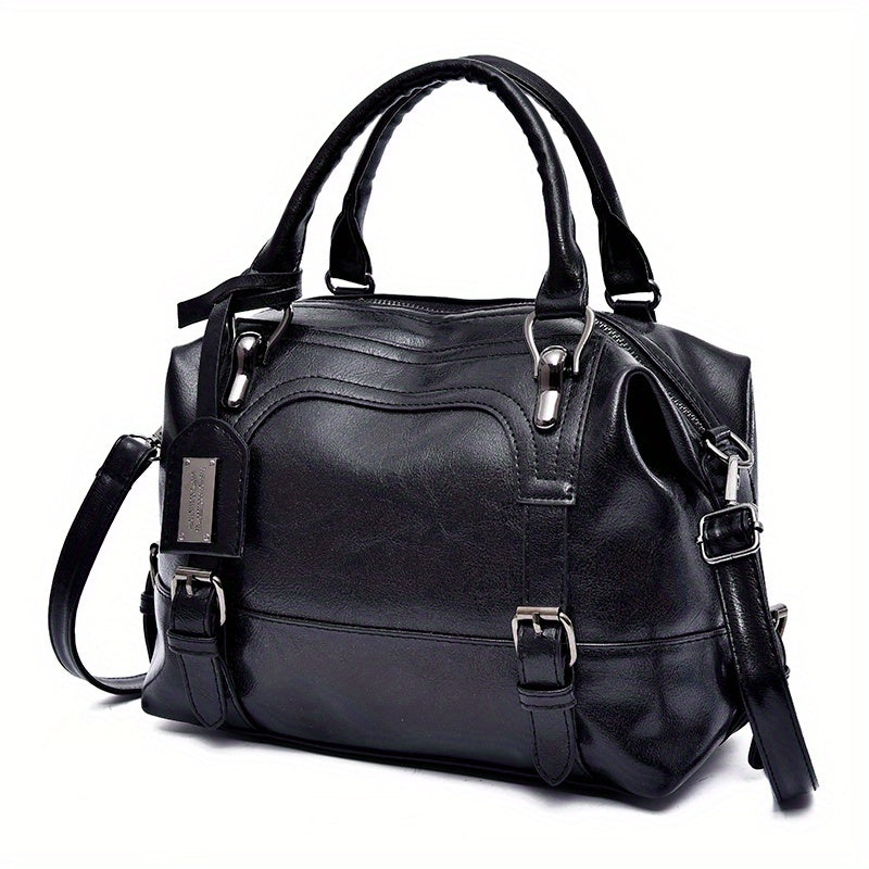 Fashion Oil Wax Leather Shoulder Messenger Bag Handbag Boston Bag