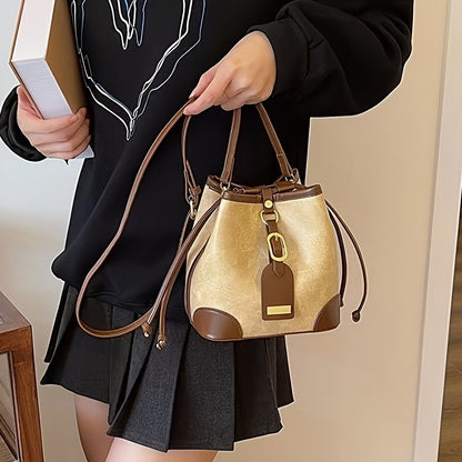 realaiot Mini Vintage Bucket Bag, Retro Crossbody Bag, Women's Casual Handbag, Shoulder Bag & Purse