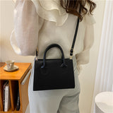 realaiot  Minimalist Black Small Square Abg, All-Match Top Handle Purse, Classic Shoulder Bag For Work