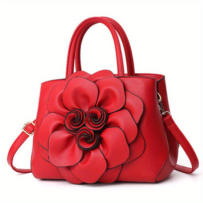 Elegant Flower Decor Tote Bag, Fashion Top Handle Satchel, Women's Casual Handbag, Shoulder Bag & Purse