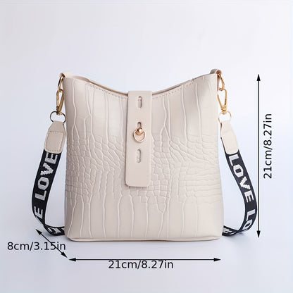 realaiot Mini Crocodile Pattern Crossbody Bag, Small Casual PU Leather Shoulder Bag, Women's Everyday Handbag & Purse