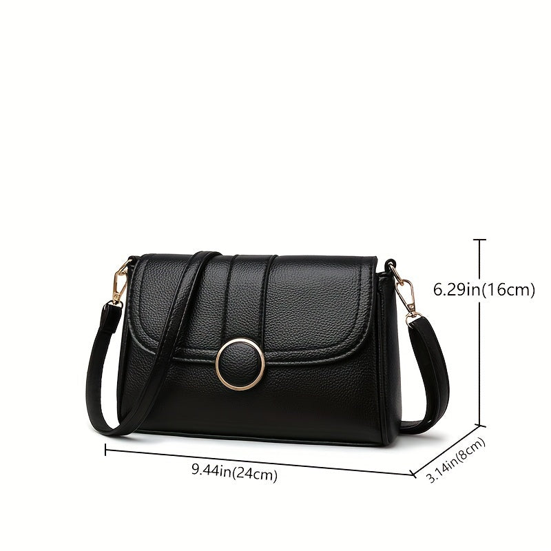 realaiot  Fashion Mini Crossbody Bag, Solid Color Shoulder Bag, Women's PU Leather Flap Purse