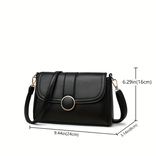 realaiot  Fashion Mini Crossbody Bag, Solid Color Shoulder Bag, Women's PU Leather Flap Purse