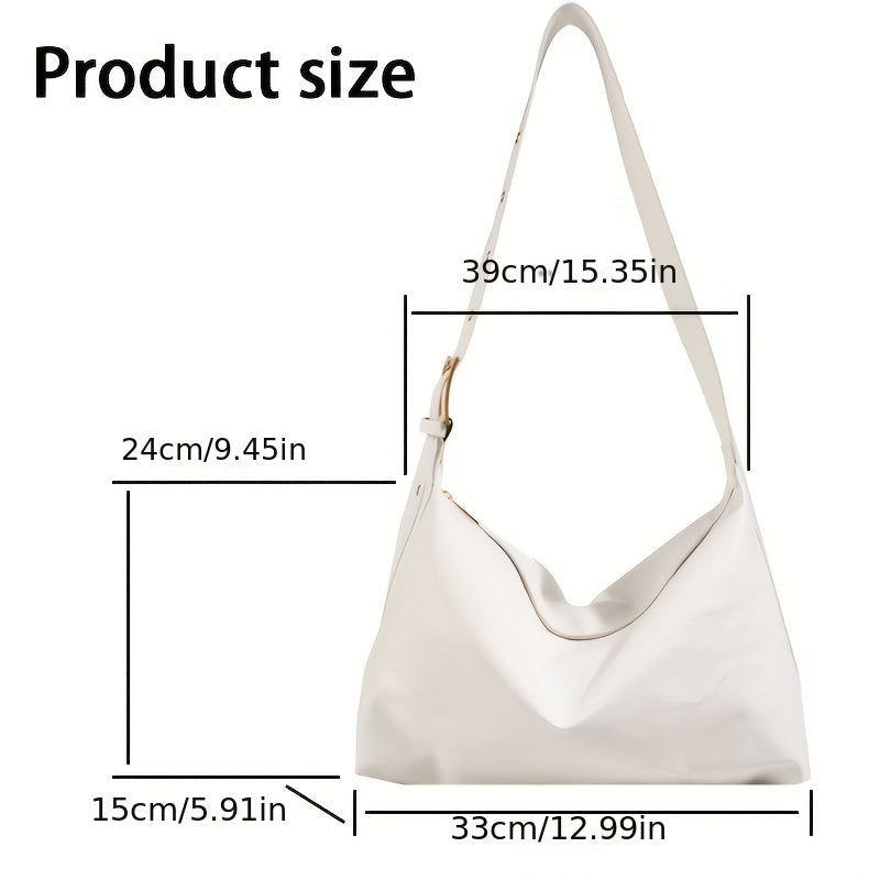 Simple PU Leather Crossbody Bag, Solid Color Large Capacity Tote Bag, Versatile One Shoulder Bag For Work School Travel