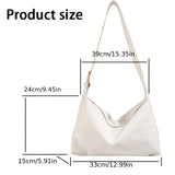 Simple PU Leather Crossbody Bag, Solid Color Large Capacity Tote Bag, Versatile One Shoulder Bag For Work School Travel