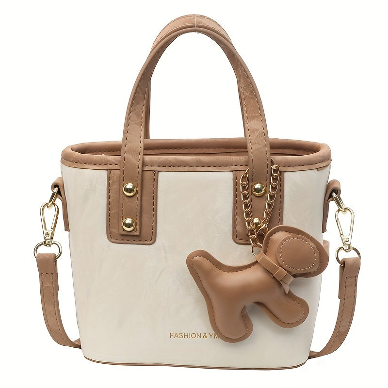 Trendy Mini Handbag For Women, Color Contrast Bucket Bag, Stylish Crossbody Bag & Purse