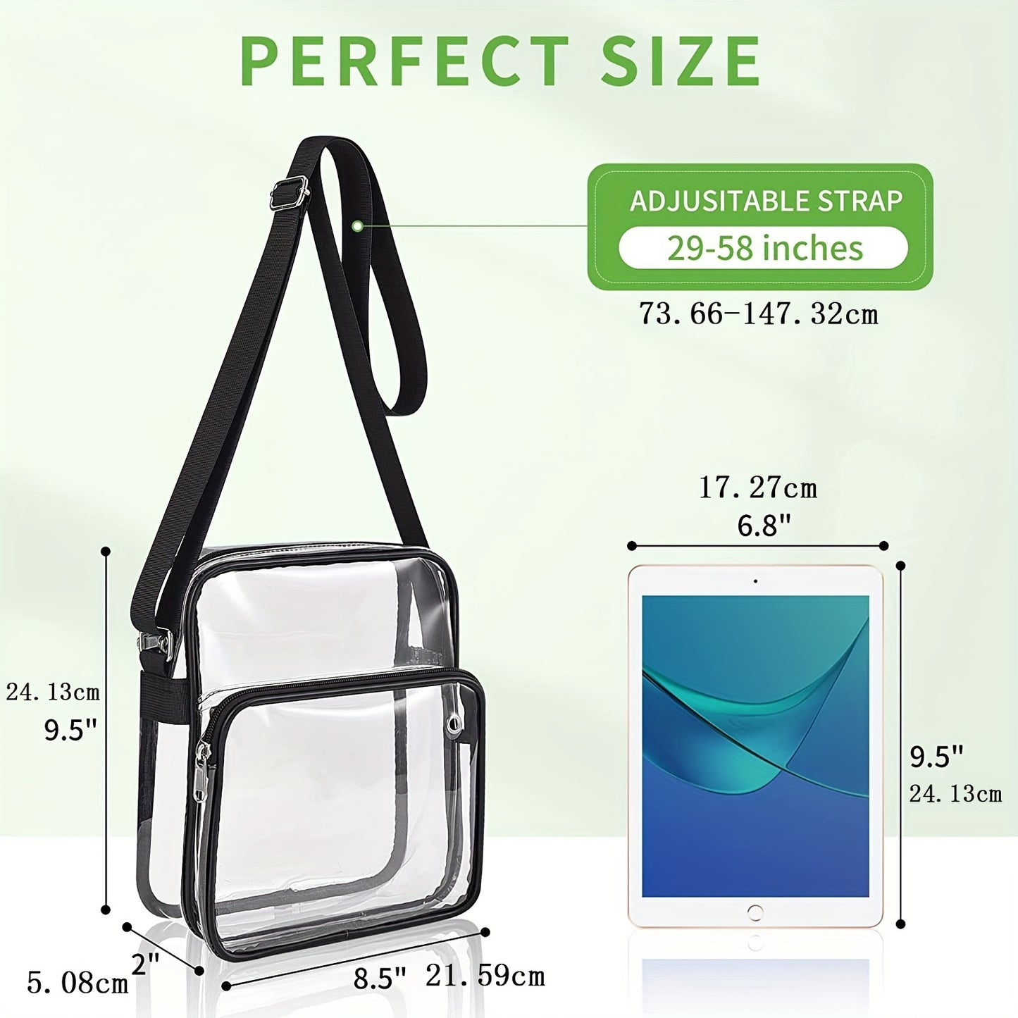 Stylish Clear Squared Crossbody Bag, Waterproof Shoulder Bag, Perfect Satchel For Concert And Daily Use