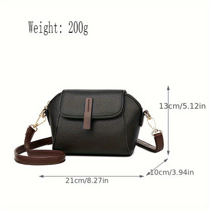 realaiot  Solid Color Flap Shoulder Bag, Women's Waterproof Fashion Crossbody Bag, Adjustable Strap Phone Small Shell-shaped Bag